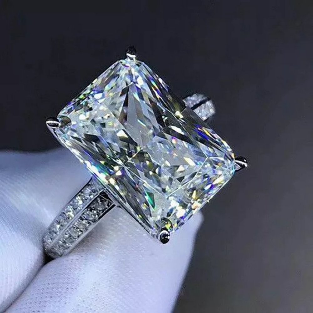 New 19Mm Square Crystal Big Stone Ring